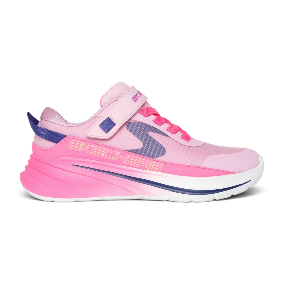 FRG SKECHERS Street Tres-Air Uno Vision-Airy sneaker in pink with purple accents, featuring a hook-and-loop strap.