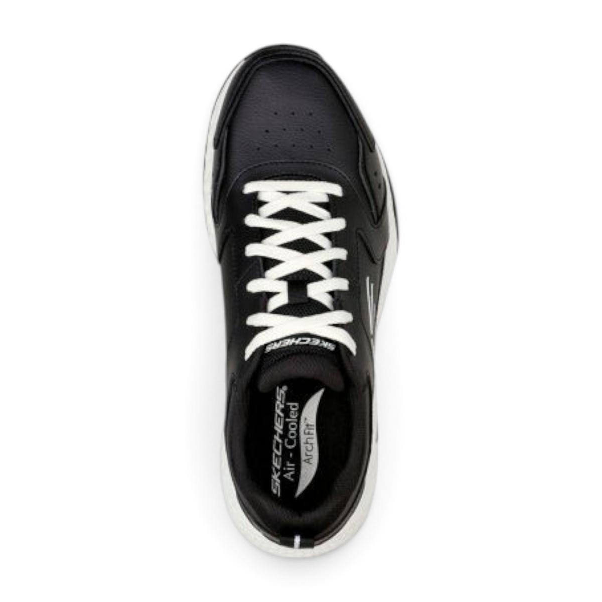 FRG ARCH FIT MULTI SPORT black athletic sneaker with white laces and cushioned insole, top-down view