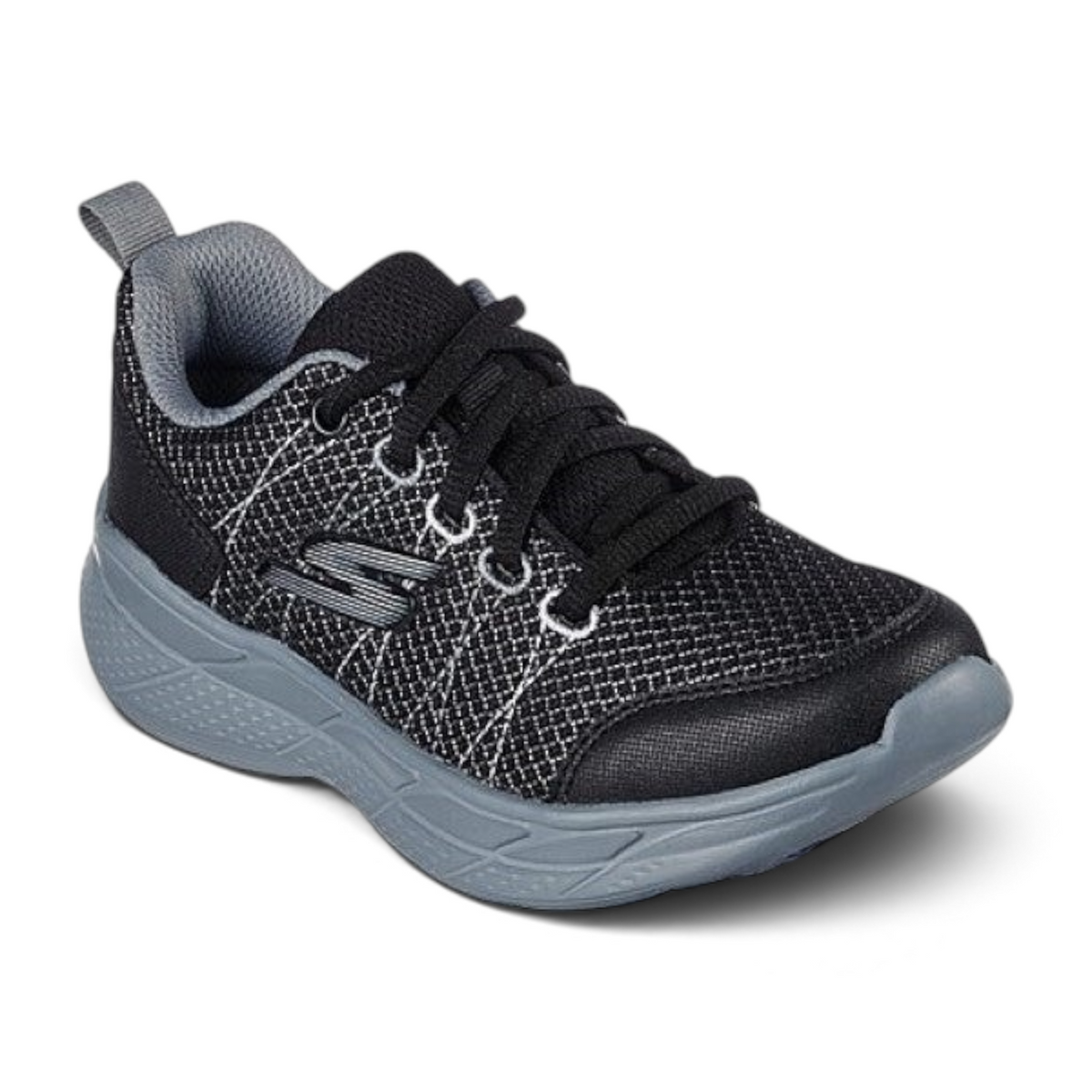 FRG SNAP SPRINT 2.0 kids athletic sneaker in black and grey mesh with a cushioned sole and lace-up closure