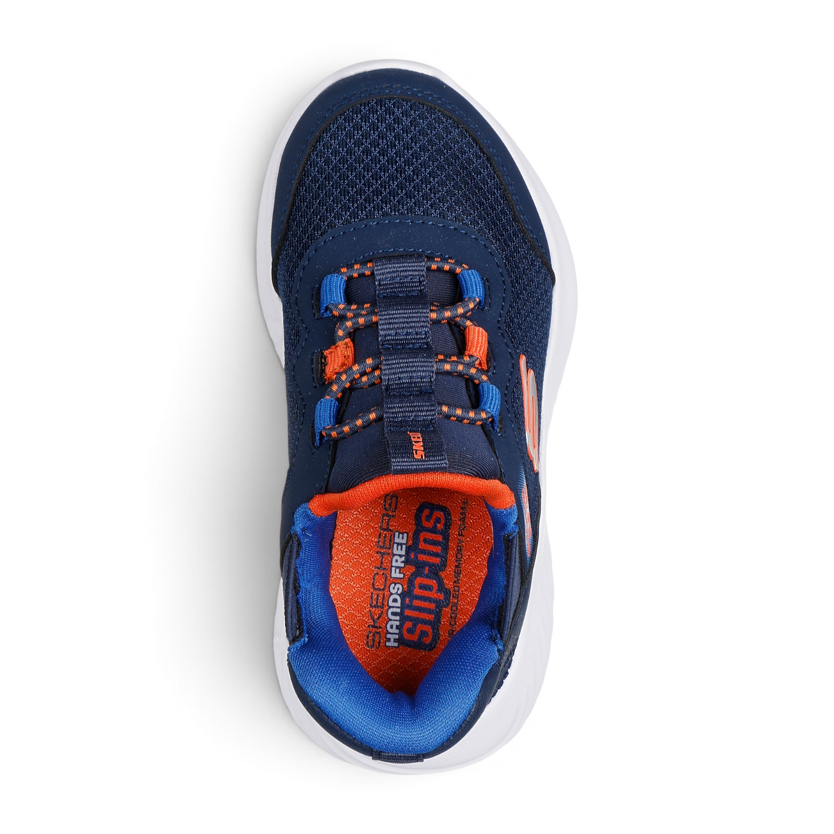FRG Bounder Brisk Burst navy blue and orange mesh slip-on sneaker with white cushioned sole