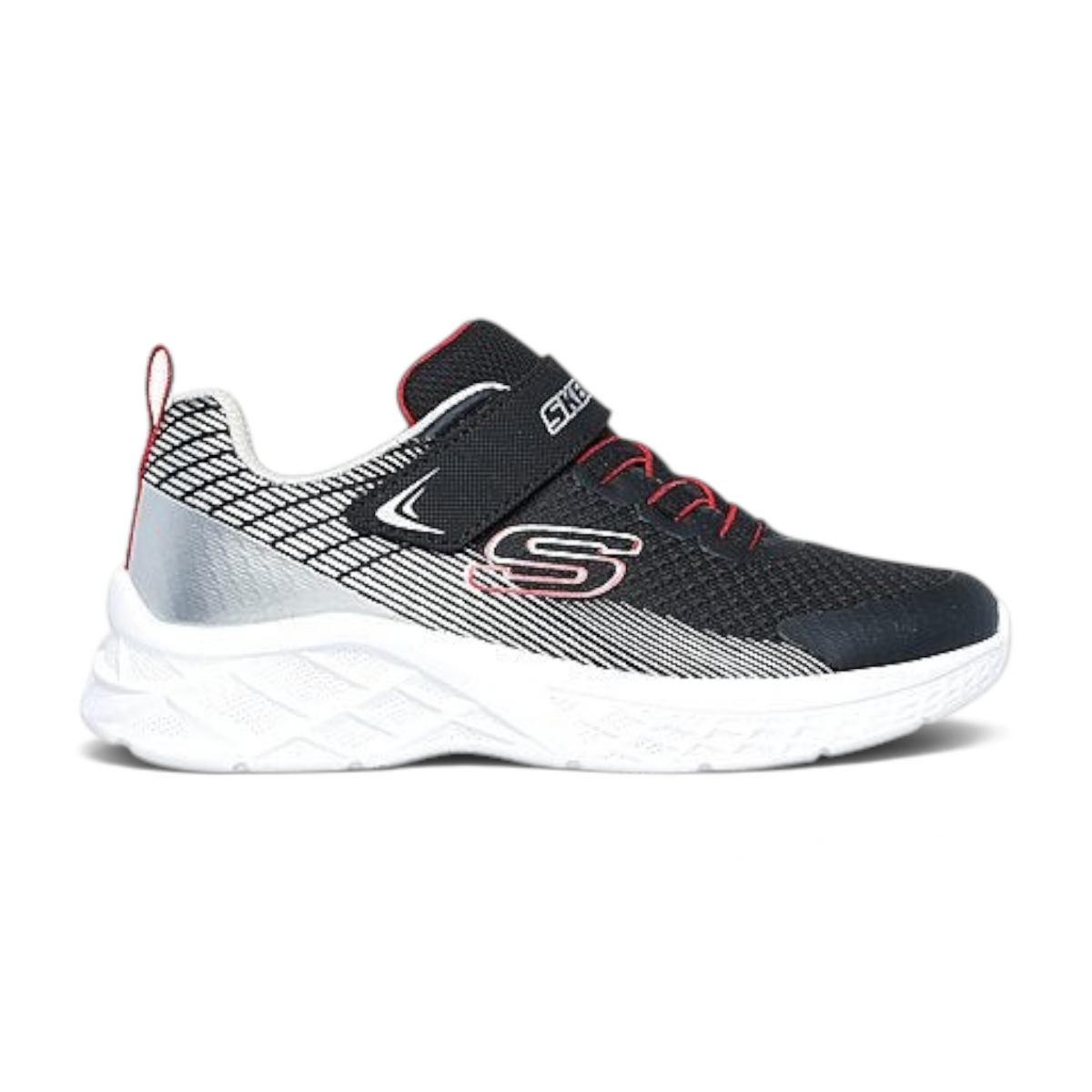 FRG MICROSPEC II ZOVRIX lightweight black and white athletic sneaker with red accents and a hook-and-loop strap