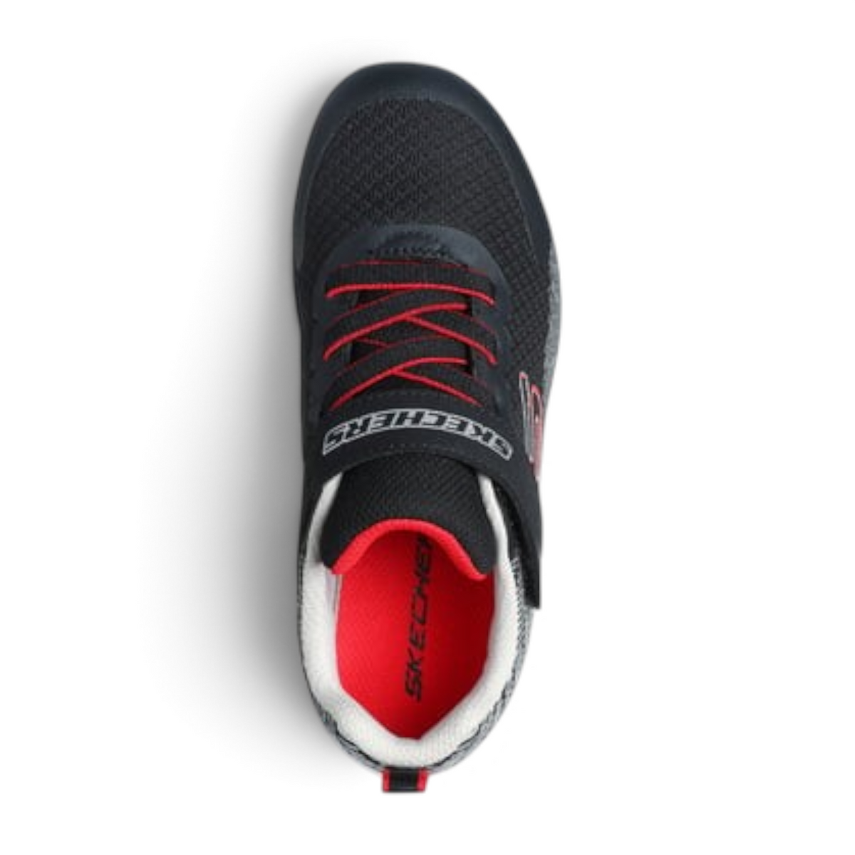 FRG Microspec II Zovrix lightweight black sneaker with red accents, mesh upper, and hook-and-loop strap closure.