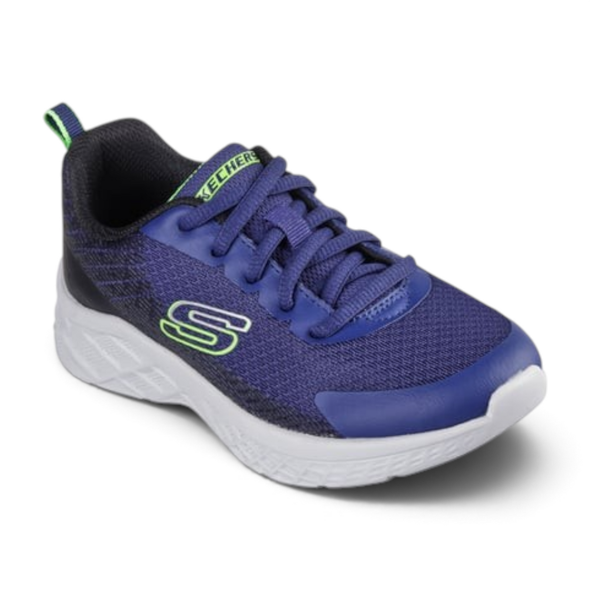 FRG Microspec II Vovrix lightweight blue athletic sneaker with lime green accents and machine washable mesh upper