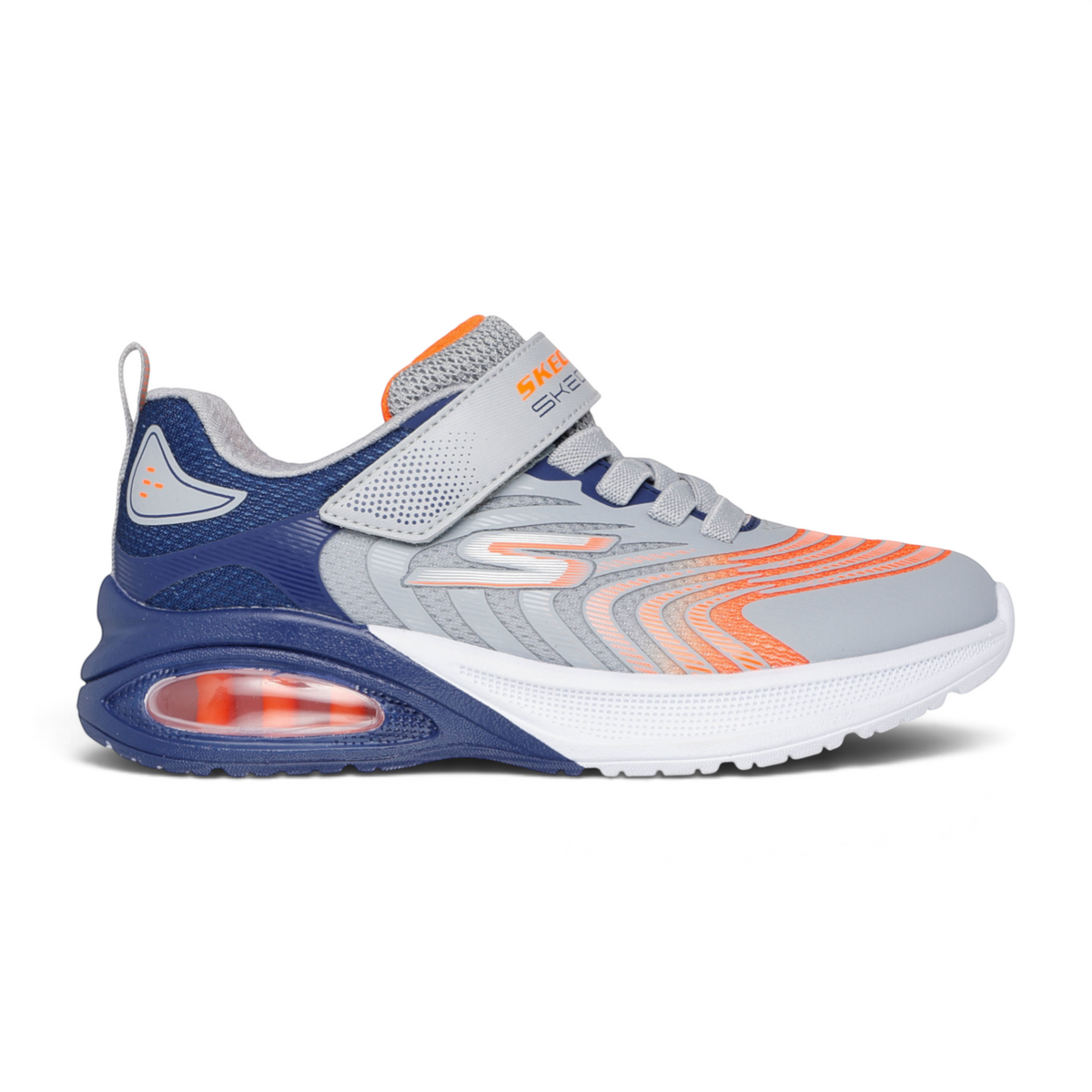 FRG SKECHERS Street Tres-Air Uno Vision-Airy sneakers in grey and navy with orange accents and hook-and-loop strap