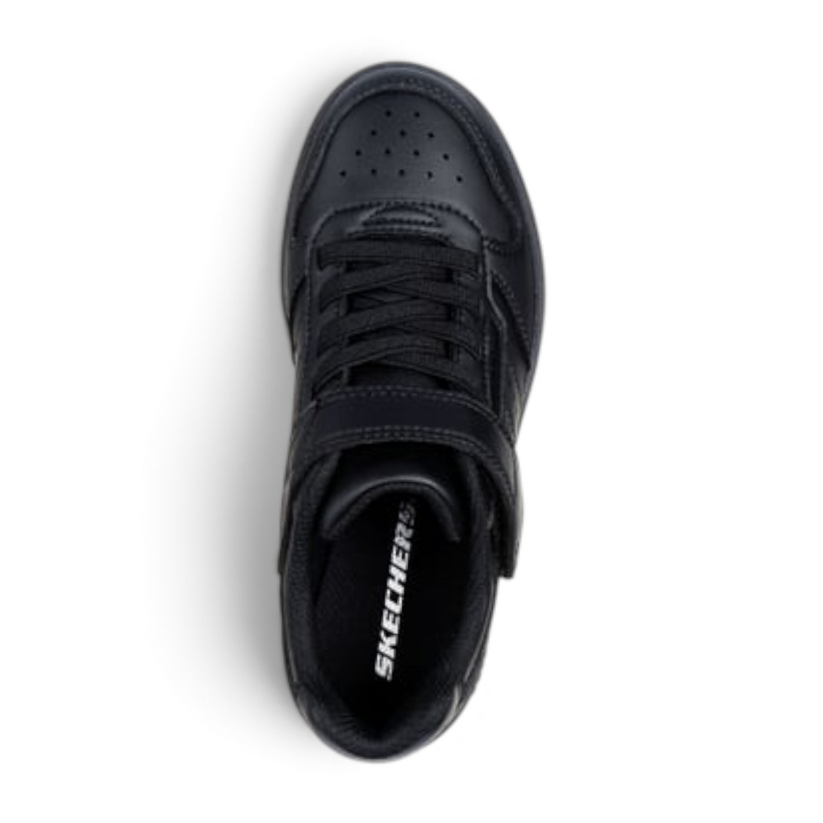 FRG QUICK STREET black machine washable sneaker with gore strap and quarter perforations, top view