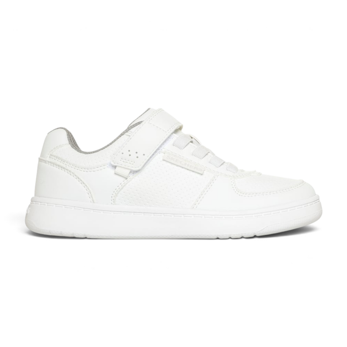 FRG Skechers Street Quick Street Lite white court-style sneaker with adaptive hook-and-loop closure