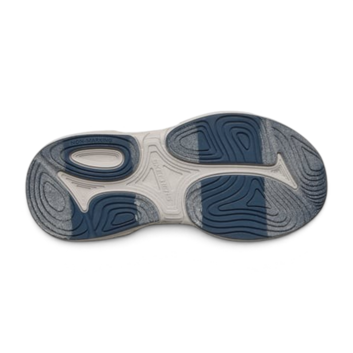 FRG MEGA-QUAKE SEISMOTECH sneaker outsole with blue and grey non-marking rubber traction pattern
