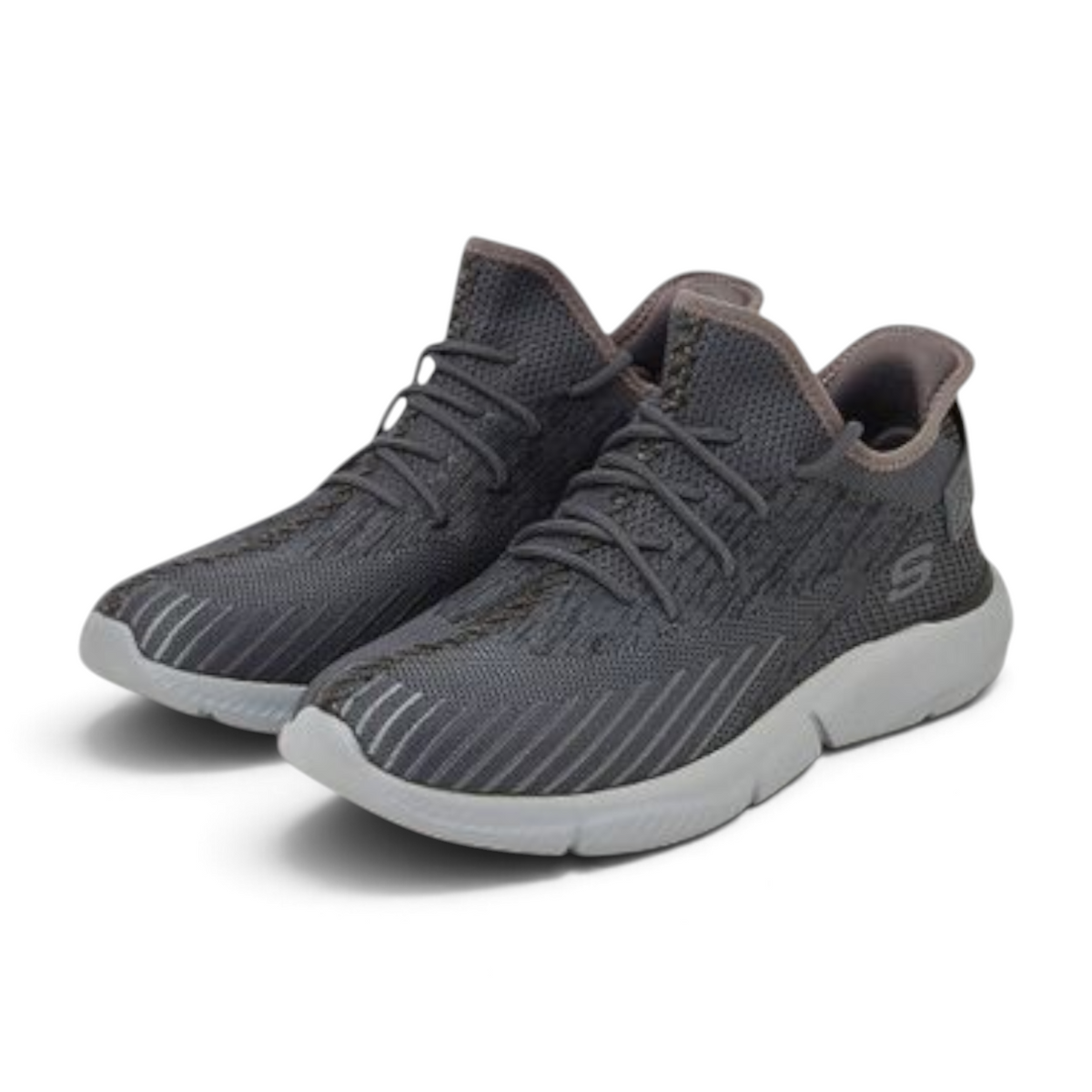 FRG Skechers Ingram charcoal mid-top sneakers with breathable mesh upper and cushioned memory foam insole