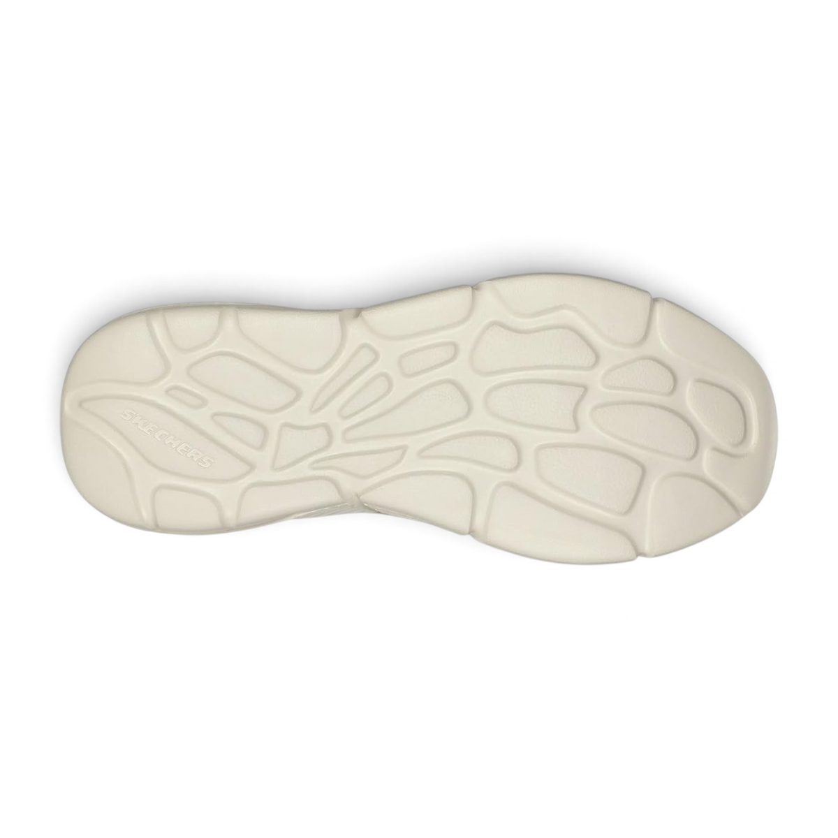 FRG Skechers Ingram tan sneaker showing the textured off-white rubber outsole with a unique organic tread pattern