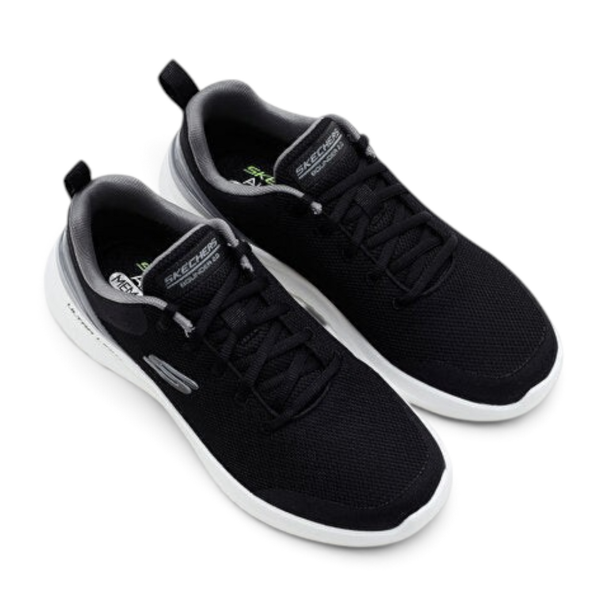FRG Skechers Comfort Flex Drinn black and white lace-up sports shoes with cushioned memory foam insoles.