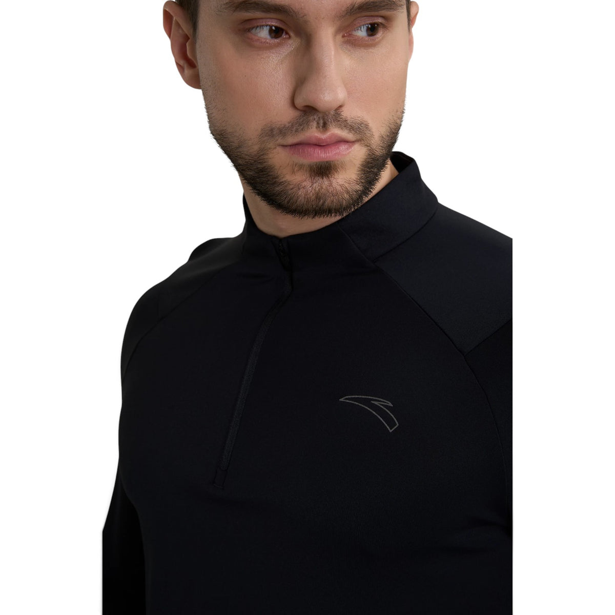 ANTA Zip-Neck Long Sleeve Top - Black