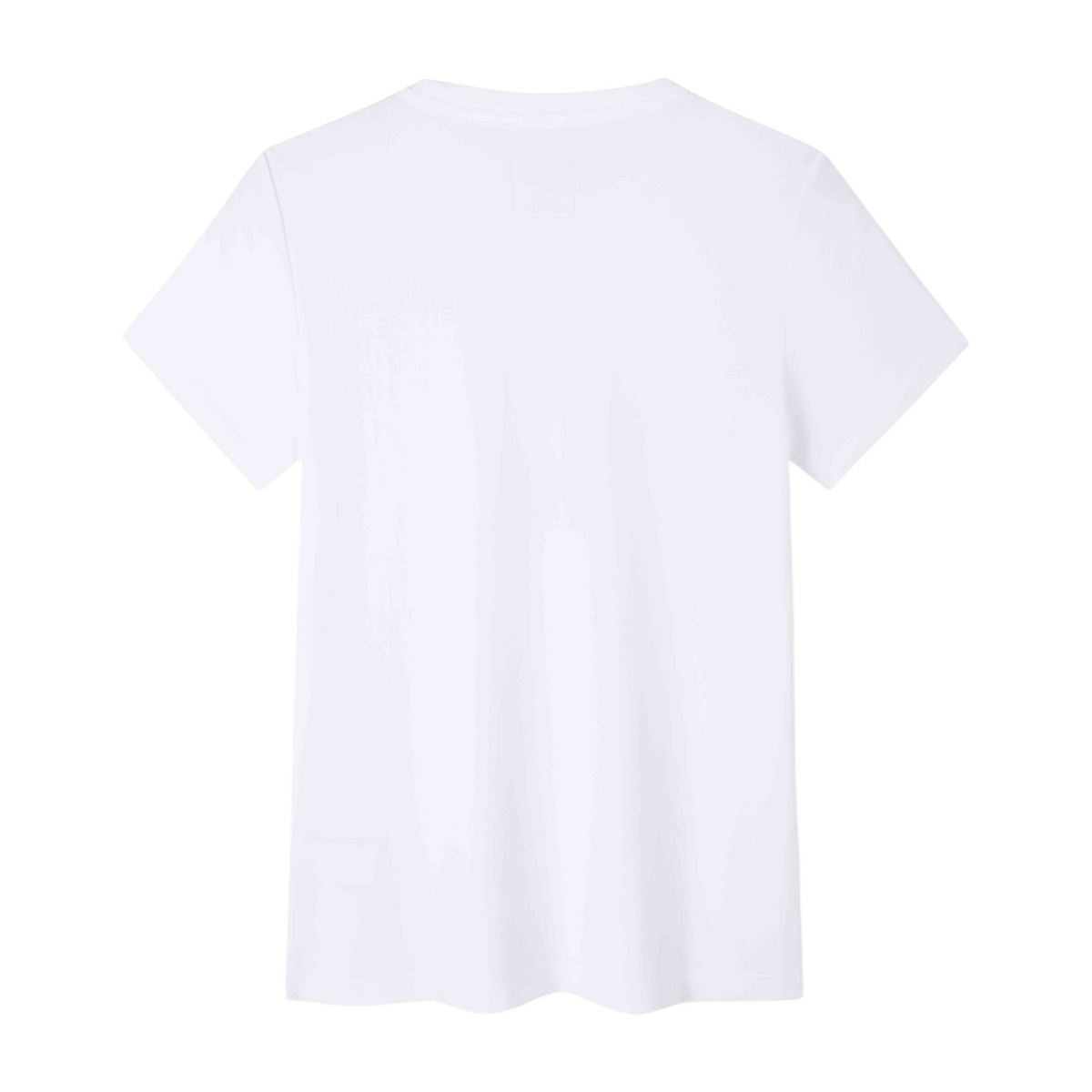 Back view of a plain white short-sleeve crew neck t-shirt from FRG