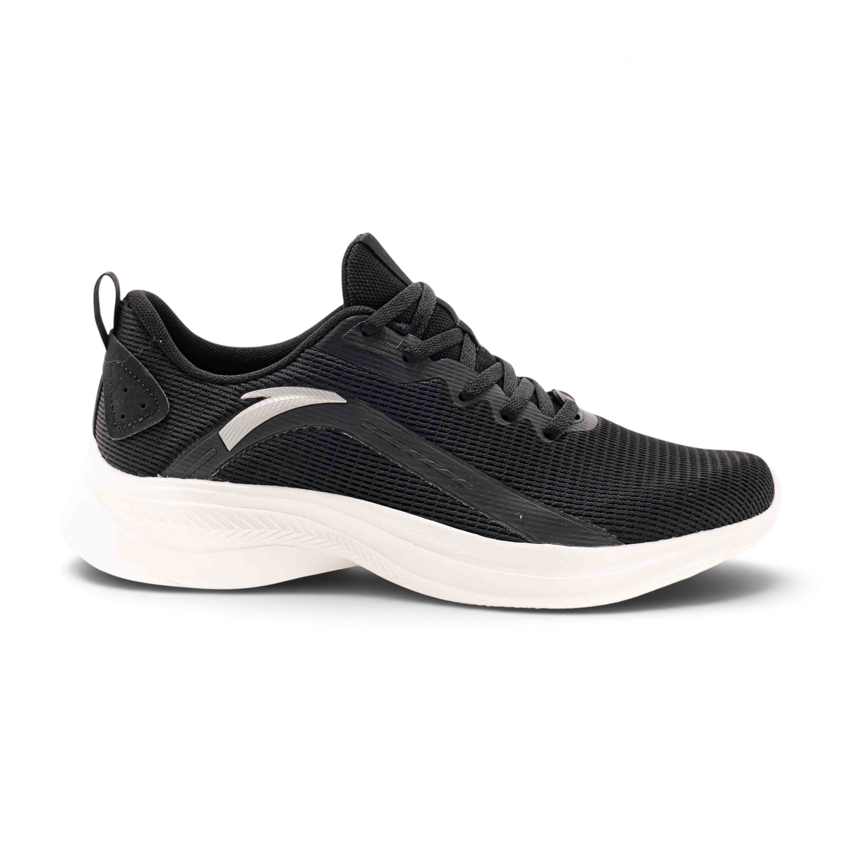 FRG men's black running shoes with breathable mesh upper and white cushioned sole