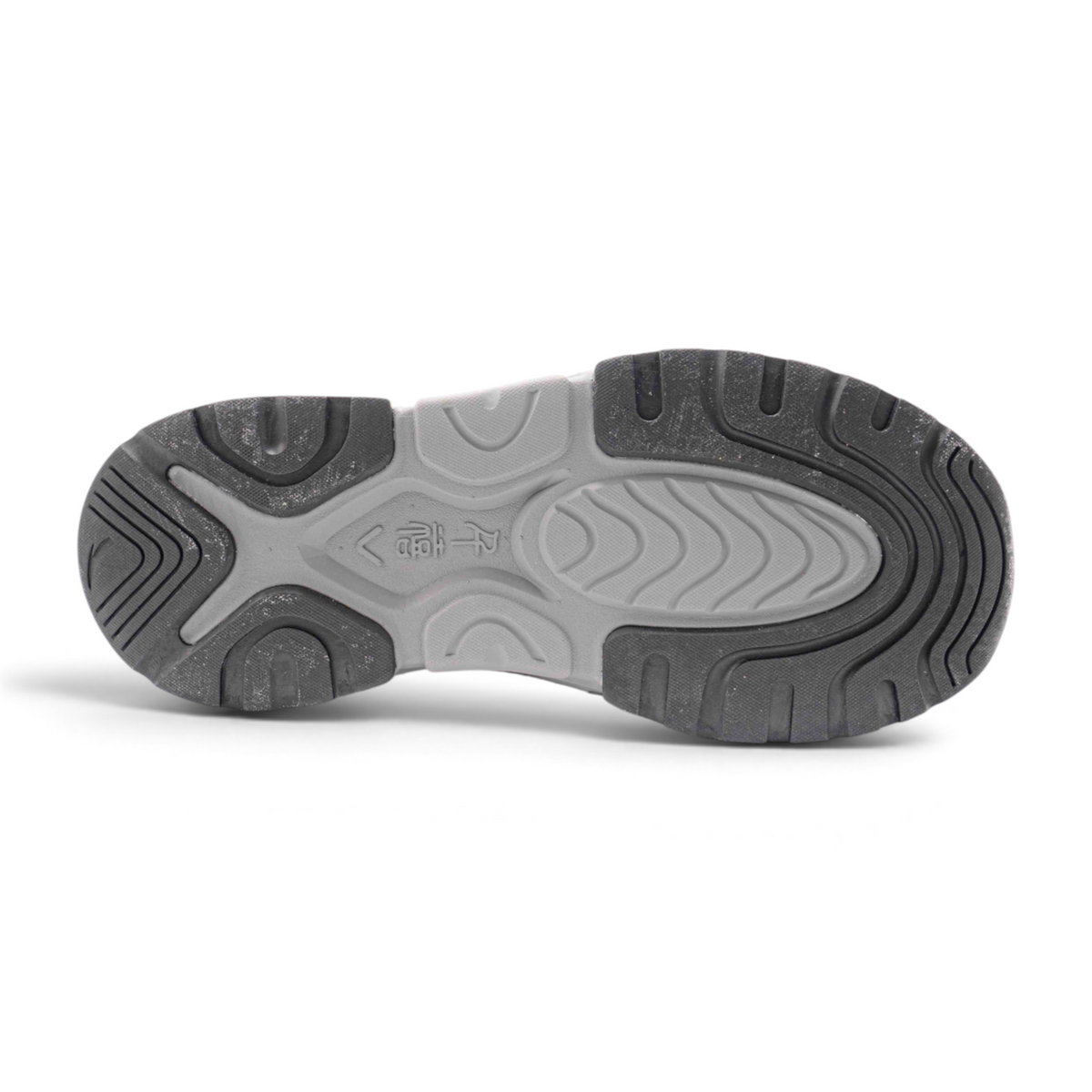 FRG casual shoe rubber outsole with grey and black textured tread pattern for grip