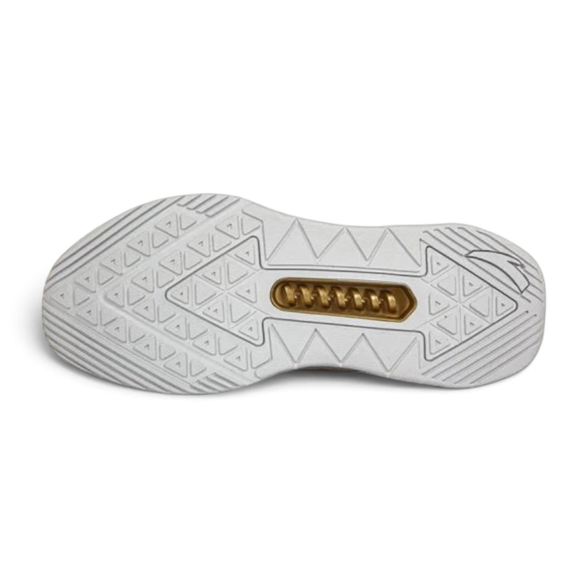 FRG ANTA A-FORM cross-training shoe outsole in beige and gold with a durable rubber tread pattern