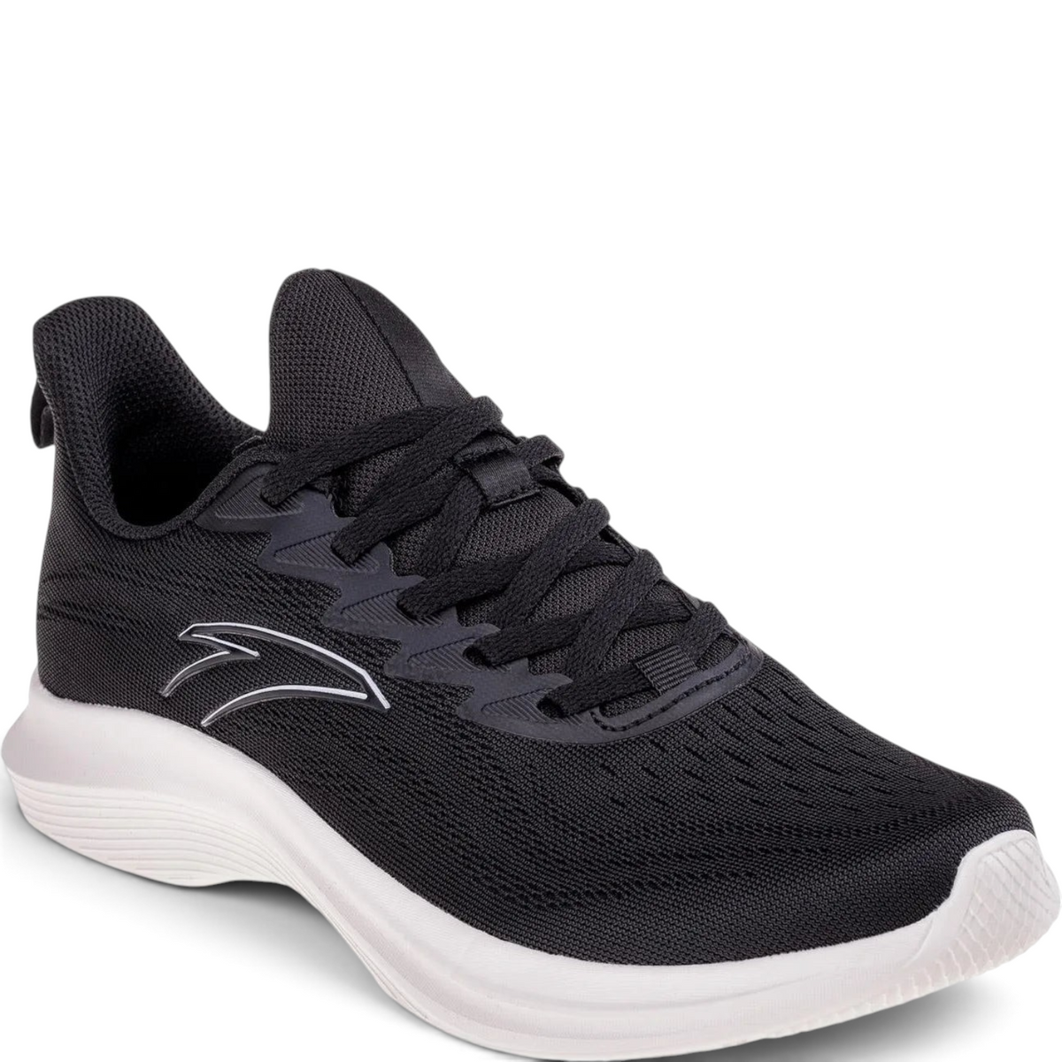 FRG black running shoes with breathable mesh upper and white cushioned sole for athletic performance