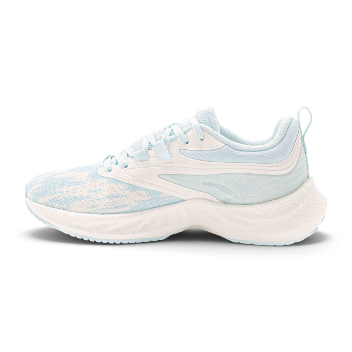 FRG light blue and white lightweight running shoes with breathable mesh upper and cushioned sole