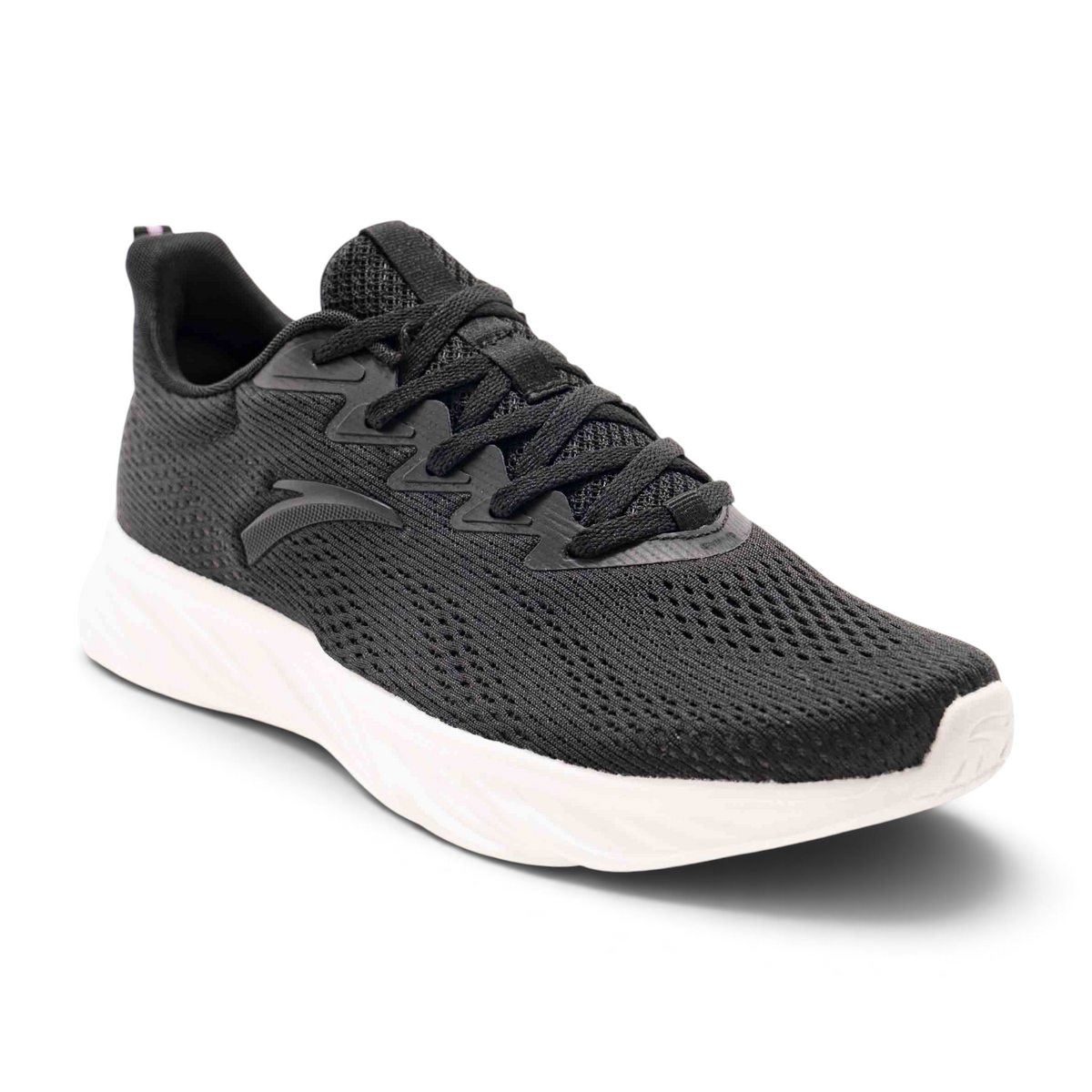 FRG women's black lightweight mesh running shoes with a white cushioned sole for athletic performance