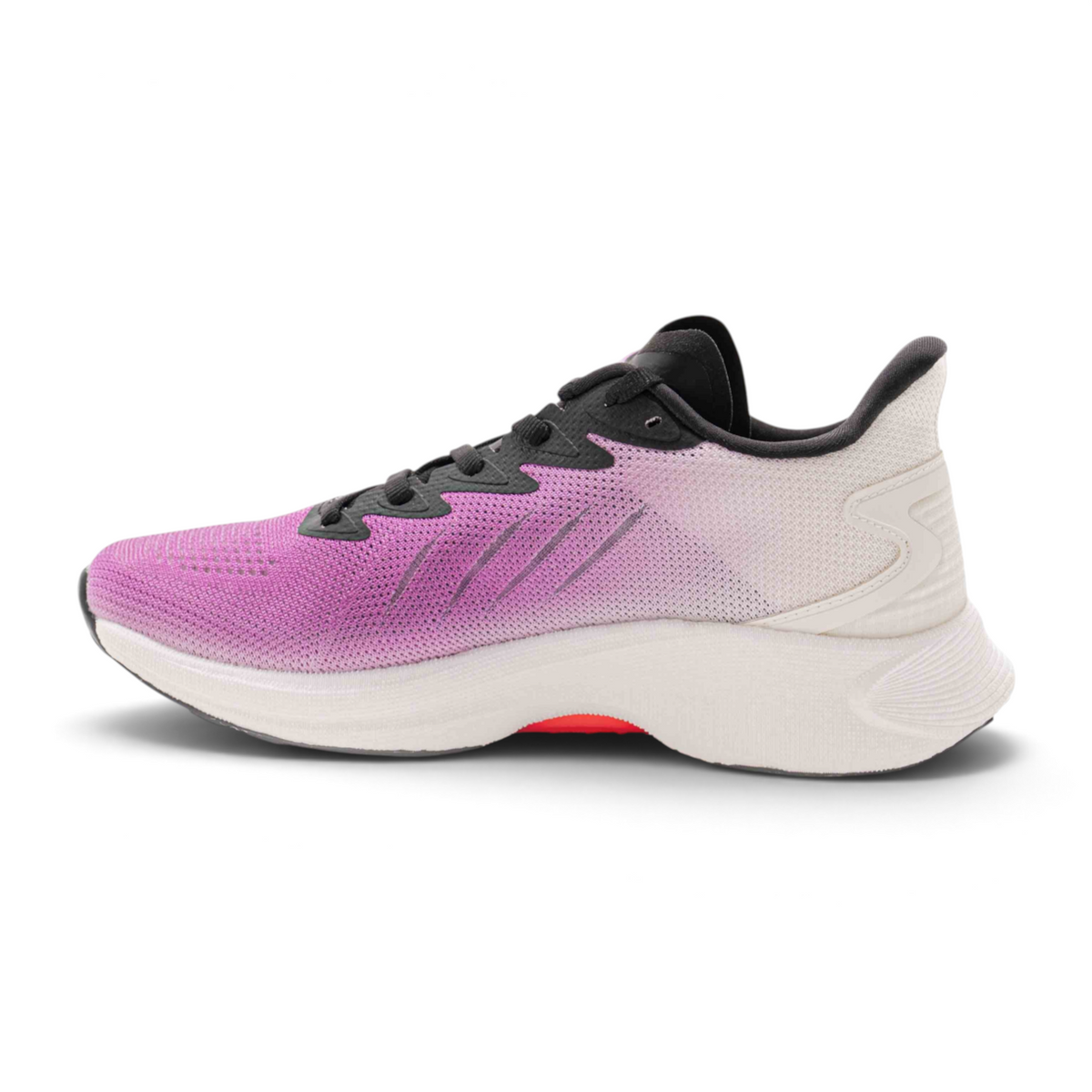 FRG women's running shoes featuring a pink to white gradient mesh upper and a thick white cushioned sole