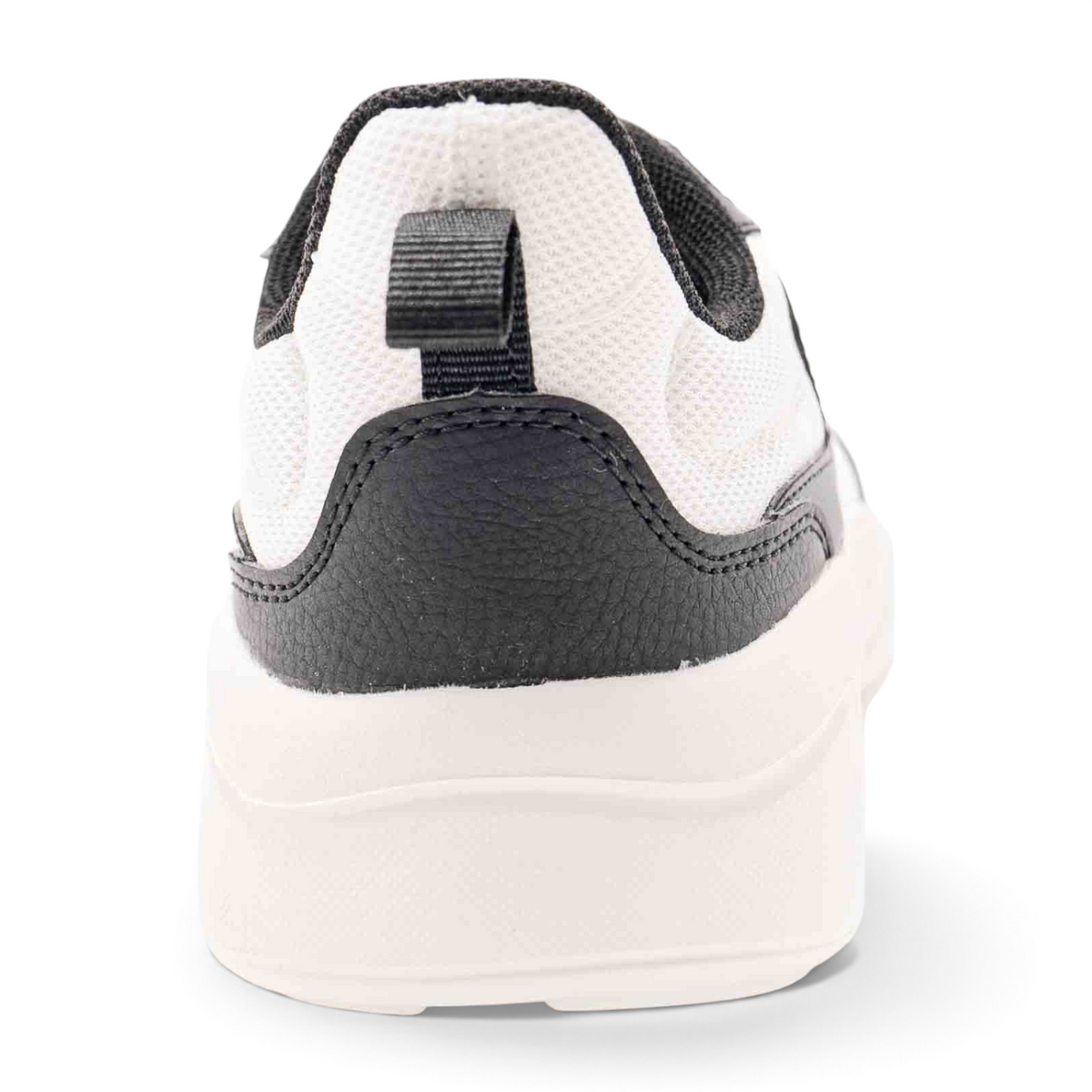 FRG women's casual lifestyle sneaker in white and black with a textured heel tab and chunky sole