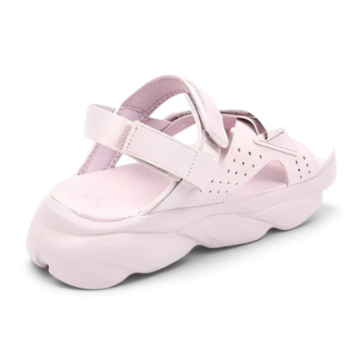 FRG beach sandals in light pink with a chunky platform sole, perforated details, and adjustable velcro straps.