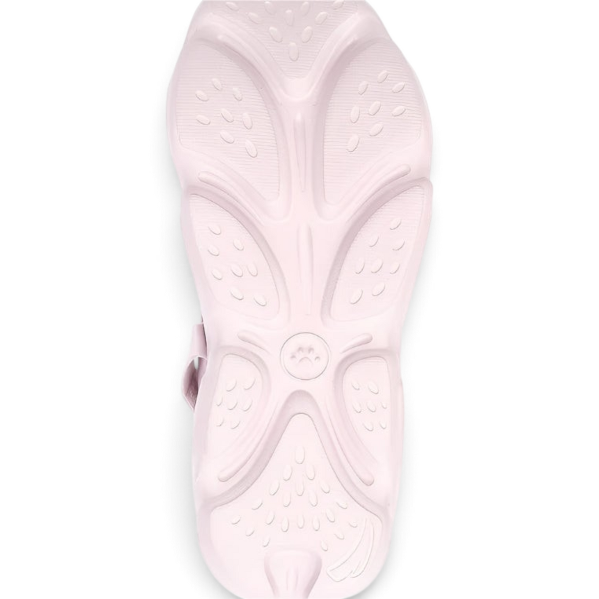 FRG light pink beach sandals featuring a textured non-slip sole with a unique paw print detail