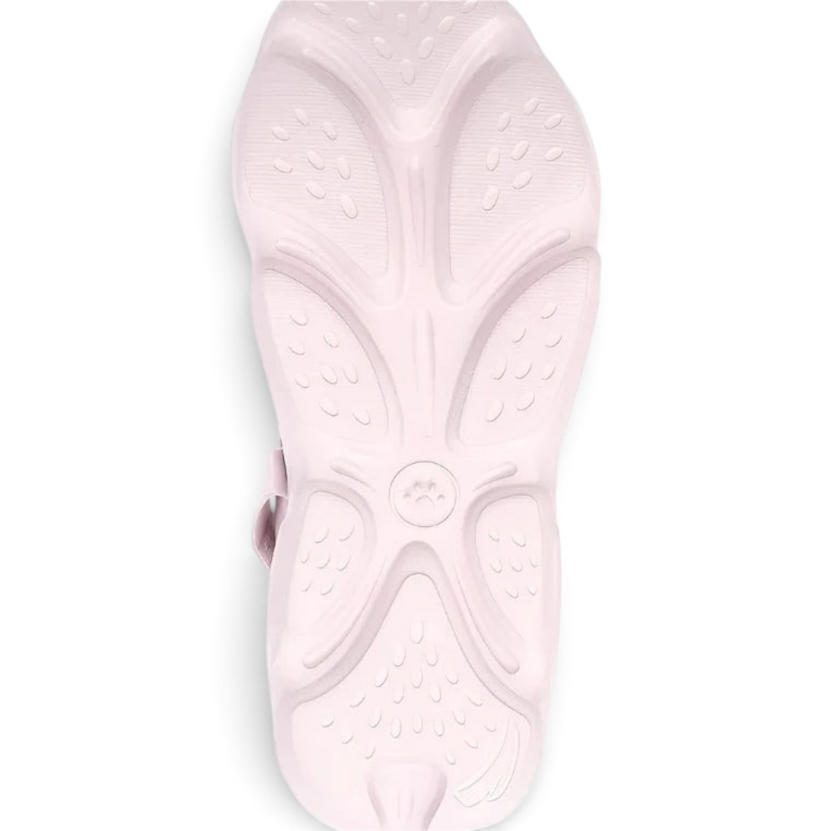 FRG light pink beach sandals featuring a textured non-slip sole with a paw print detail