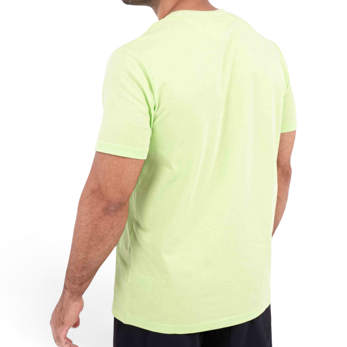 FRG regular fit lime green 100% cotton t-shirt worn by a man, back view