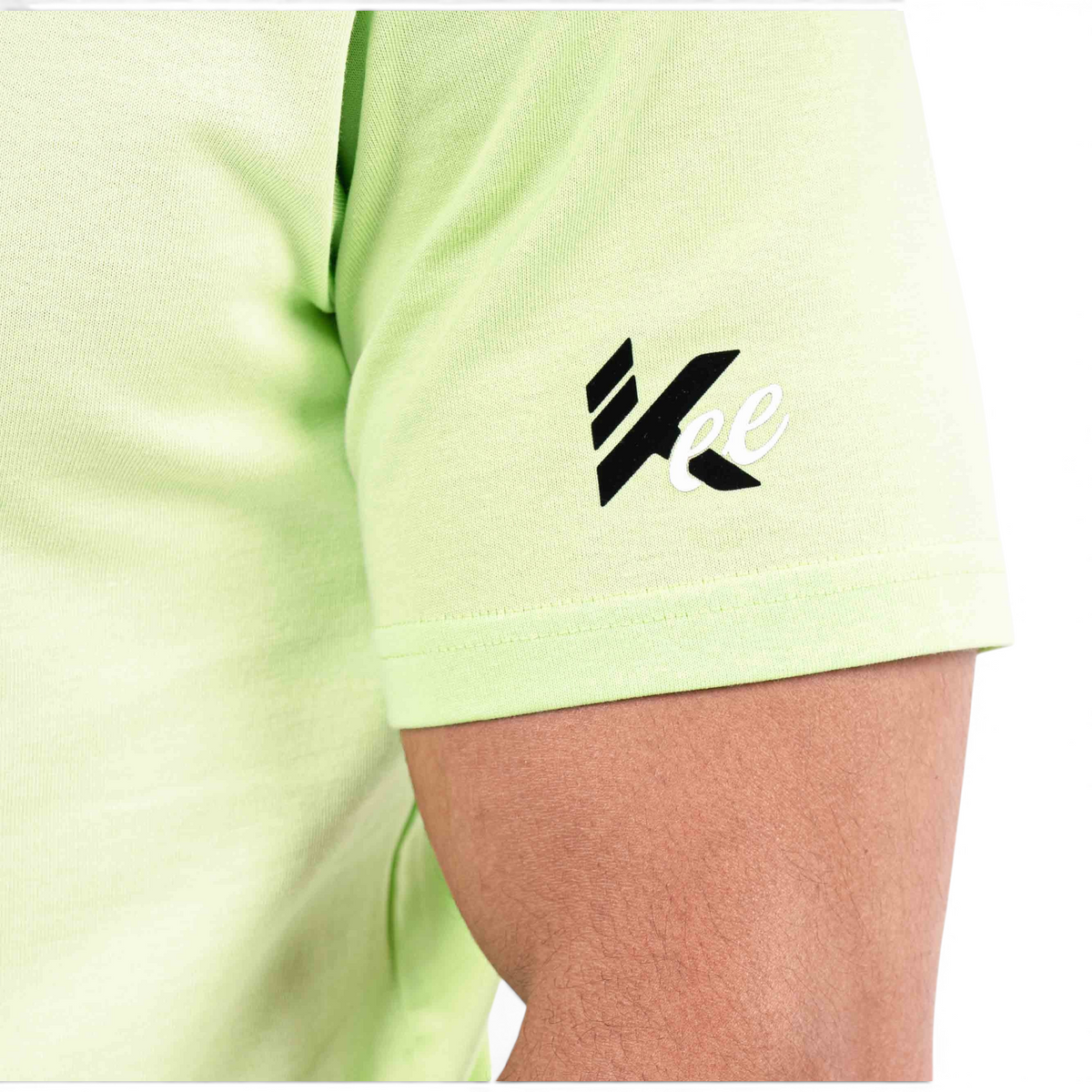FRG regular fit t-shirt in light green cotton with a black and white logo detail on the sleeve