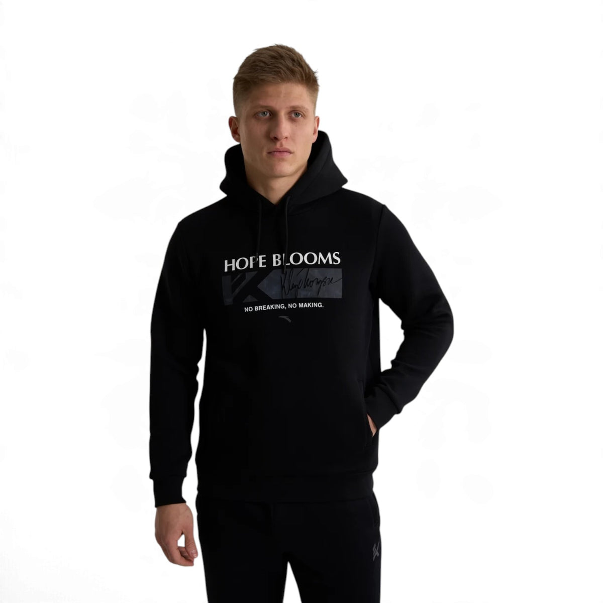 ANTA Men’s KT HOPE BLOOMS Hoodie in Black – product view 1