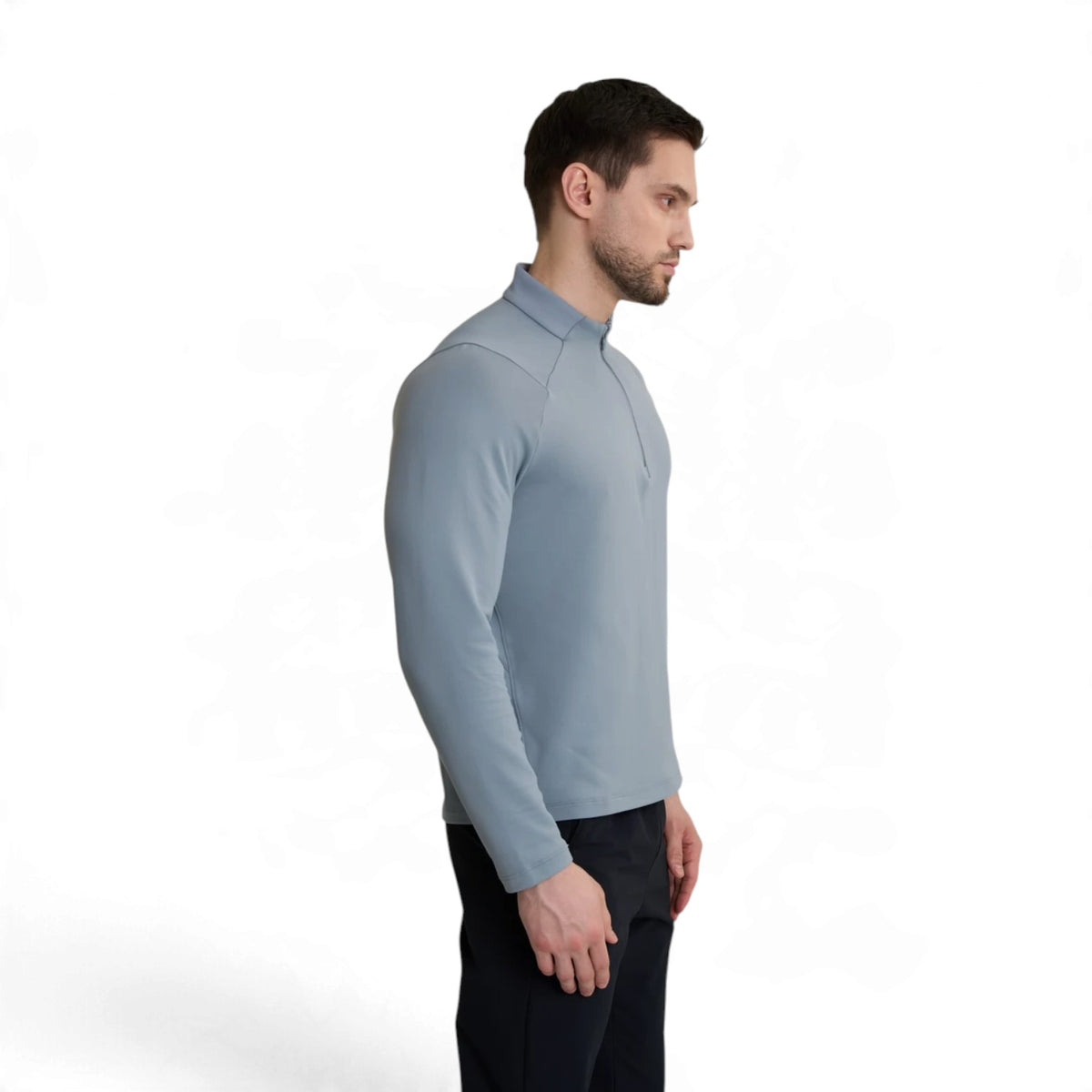 ANTA Men’s Insulated Half-Zip Running Top in Whale Grey – product view 3