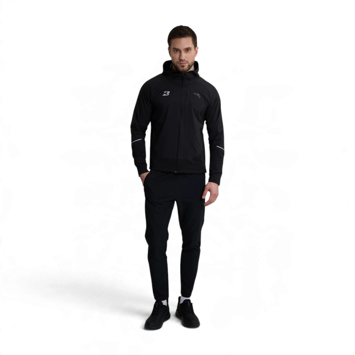 ANTA Men’s Running Woven Track Pants in Black – product view 2