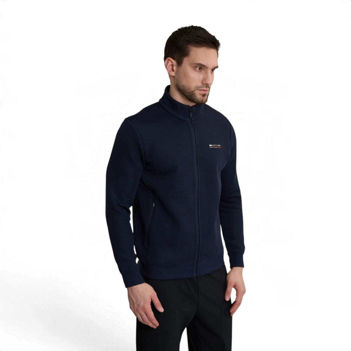 ANTA Men’s TRN ESSENTIAL Knit Track Top in Dark Blue – product view 2