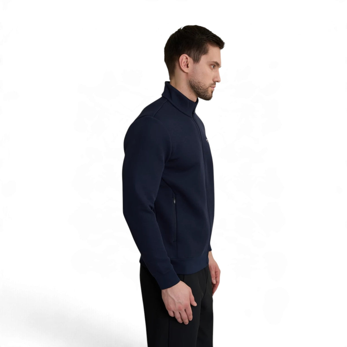 ANTA Men’s TRN ESSENTIAL Knit Track Top in Dark Blue – product view 3