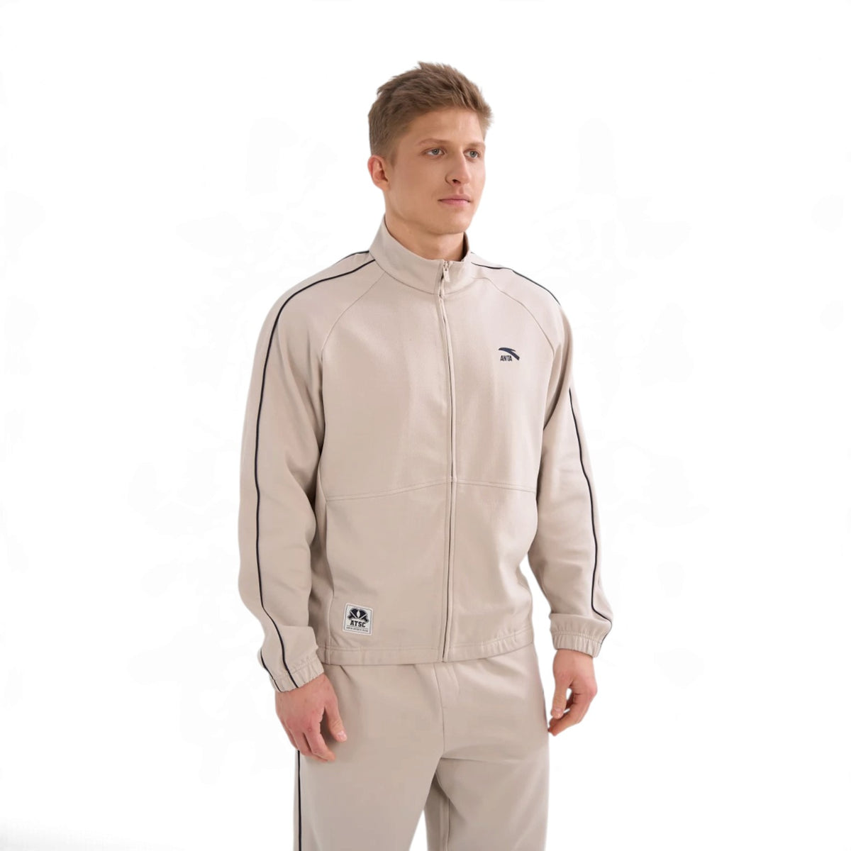 ANTA Men’s SPORTS CLUB Knit Track Top in Fog Grey – product view 2