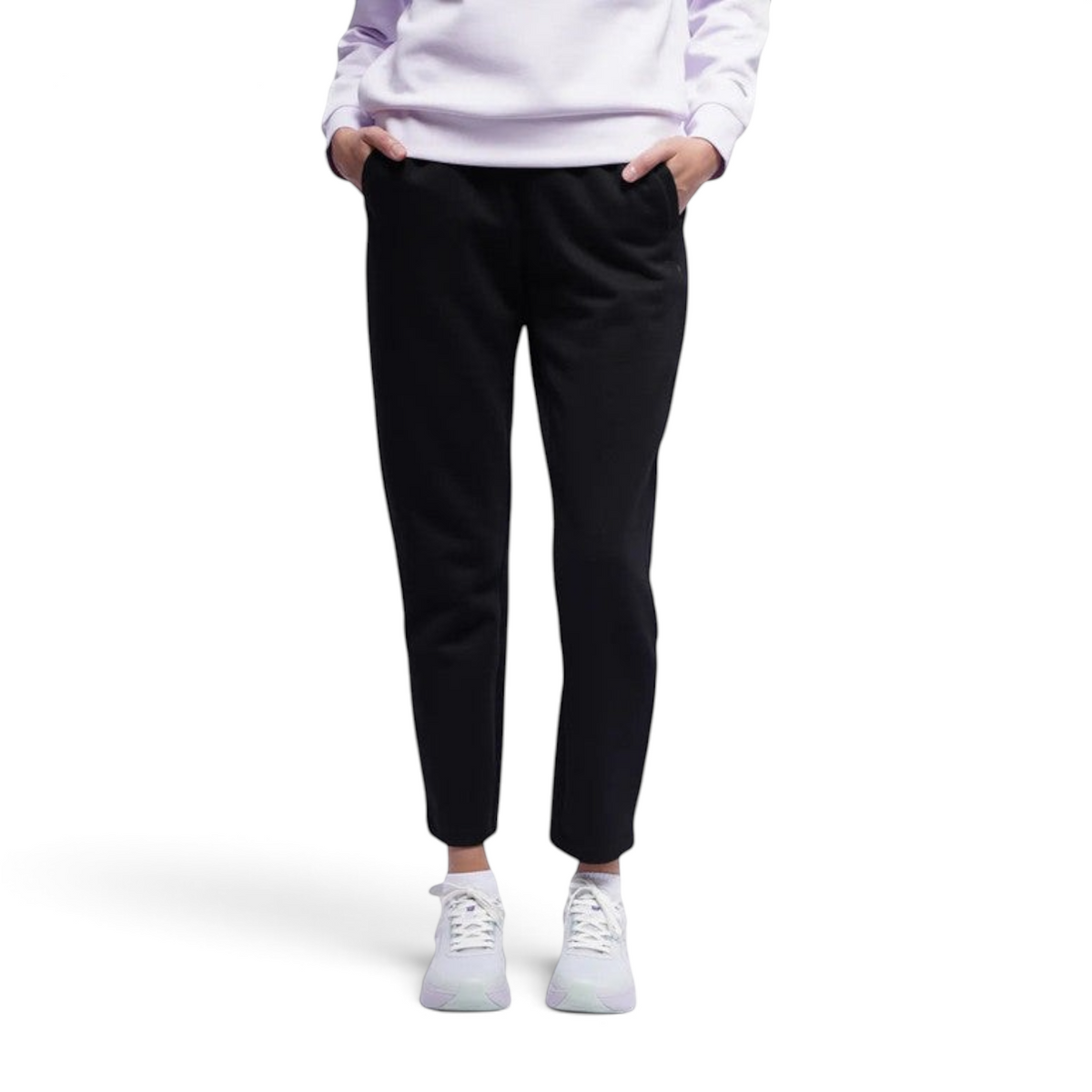 FRG ANTA A-Sports black knit track pants worn by a model with white sneakers for training and casual wear