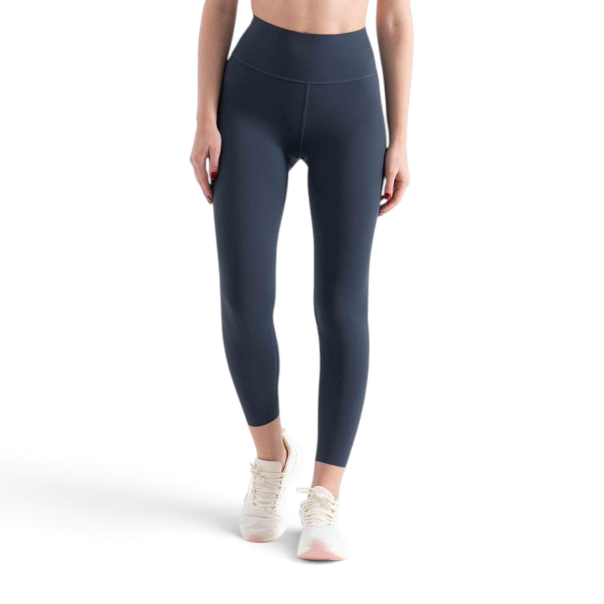 FRG tight ankle pants in dark grey, featuring a high-waisted fit and stretchy athletic fabric on a model