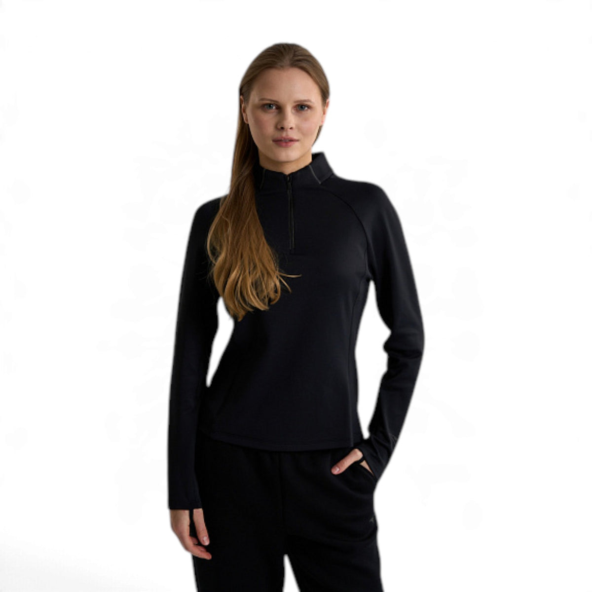 ANTA Women’s Half-Zip Running Top in Black – product view 1