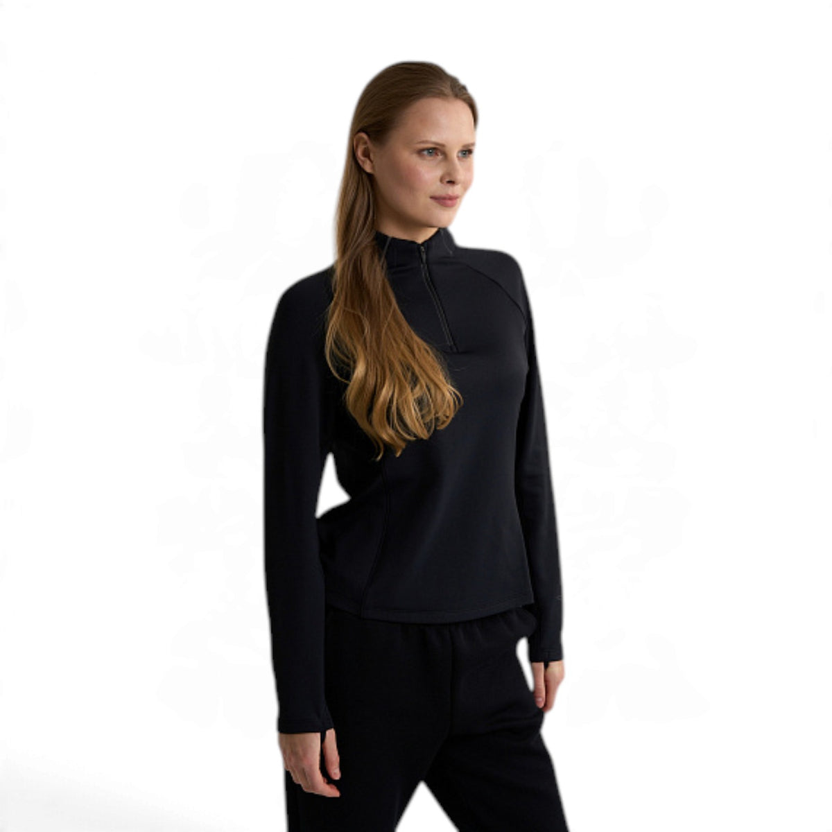 ANTA Women’s Half-Zip Running Top in Black – product view 3