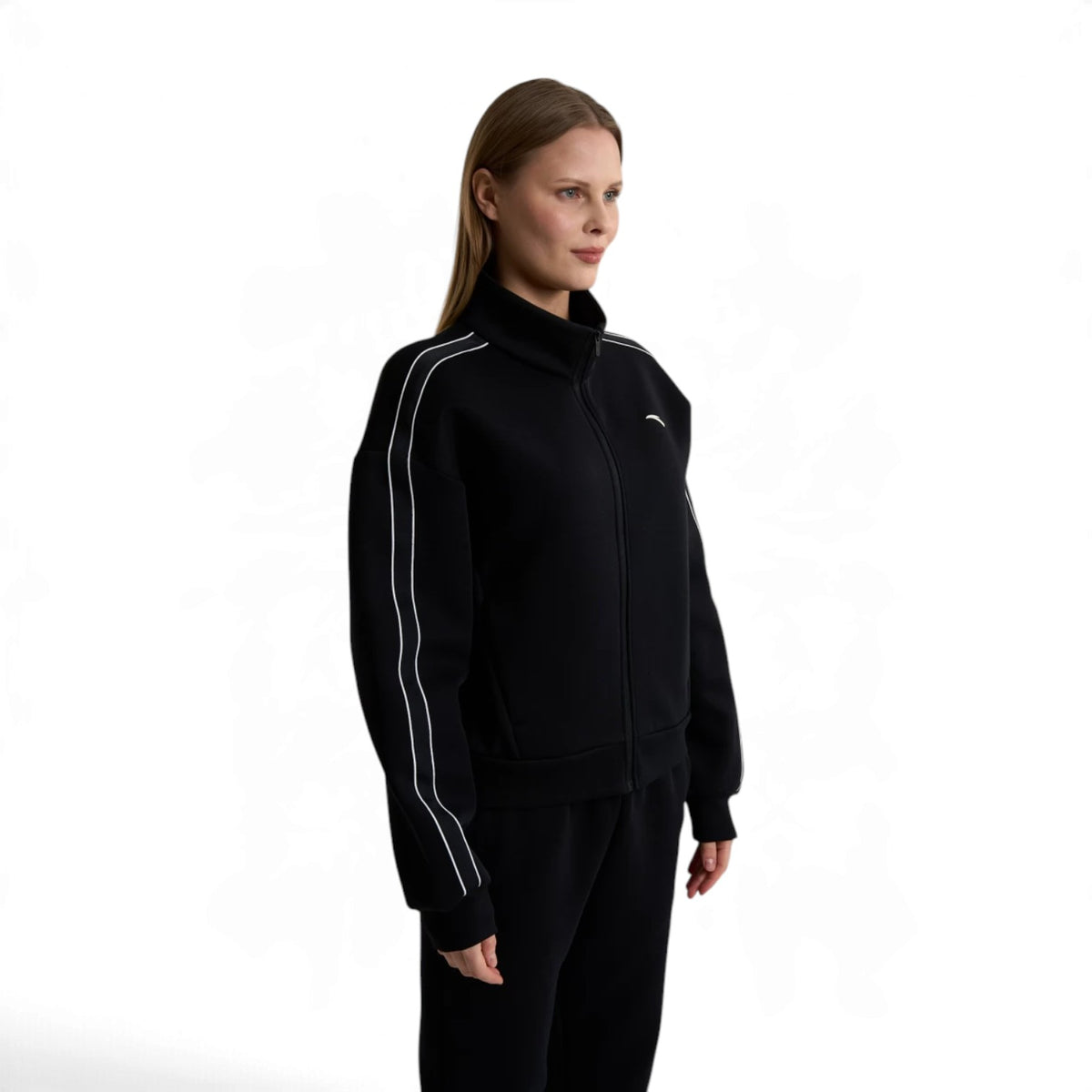 ANTA Women’s TRN ESSENTIAL Knit Track Top in Black – product view 3