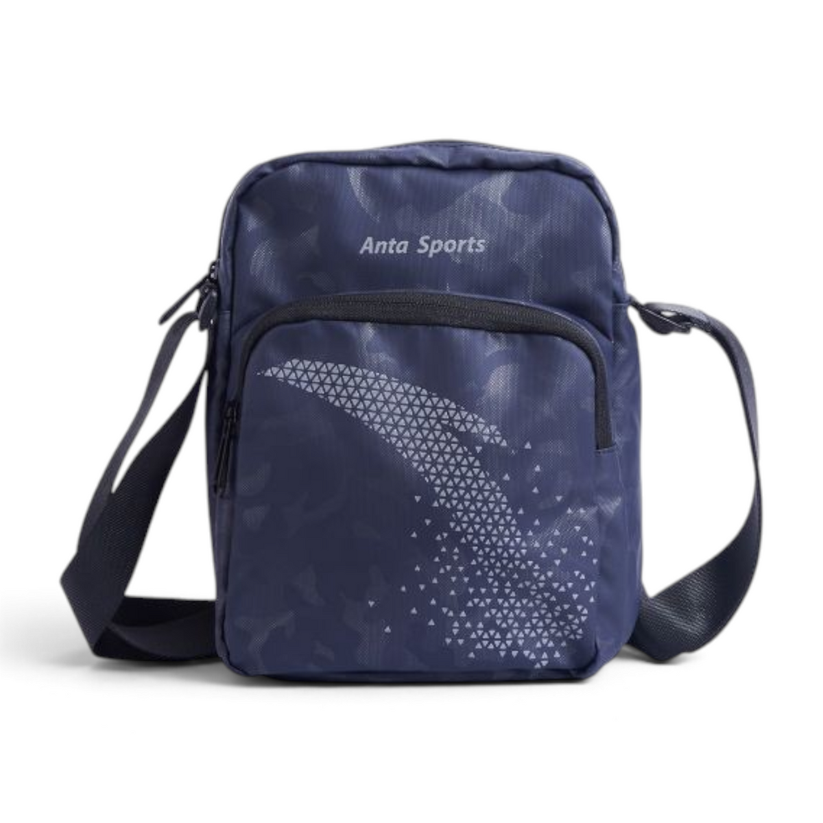 FRG navy blue cross-training shoulder bag with camouflage pattern and Anta Sports logo detail