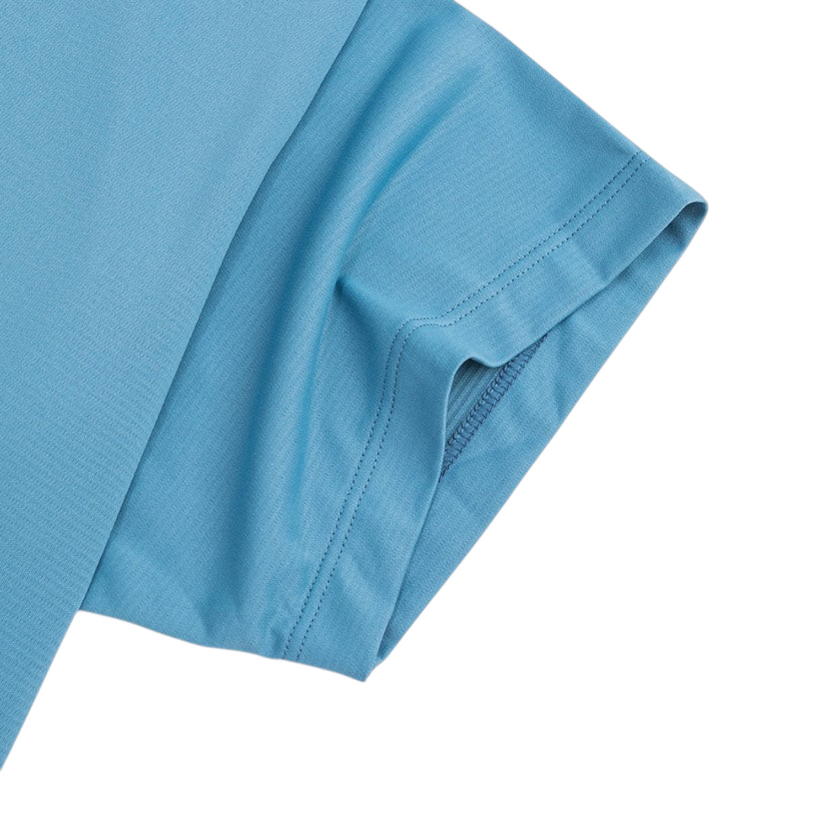 FRG ANTA blue polyester running t-shirt sleeve detail showing breathable moisture-wicking fabric
