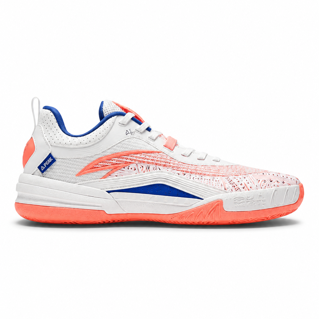 ANTA Men’s KAI Team 1 Basketball Shoes – White/Orange/Neon Blue