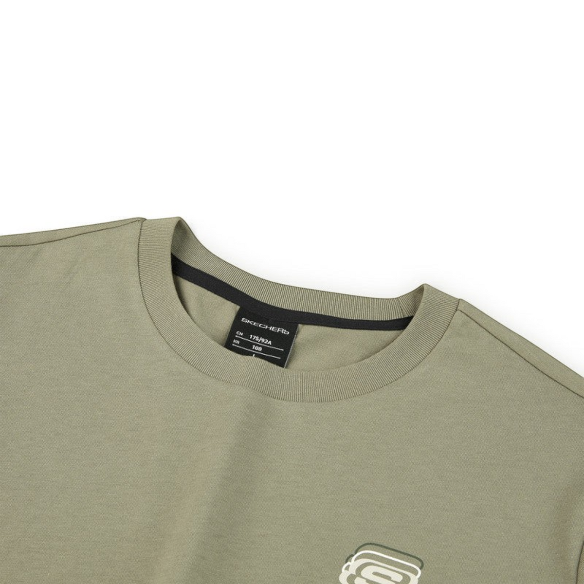 FRG olive green crew neck lifestyle t-shirt with Skechers branding on the inner collar label