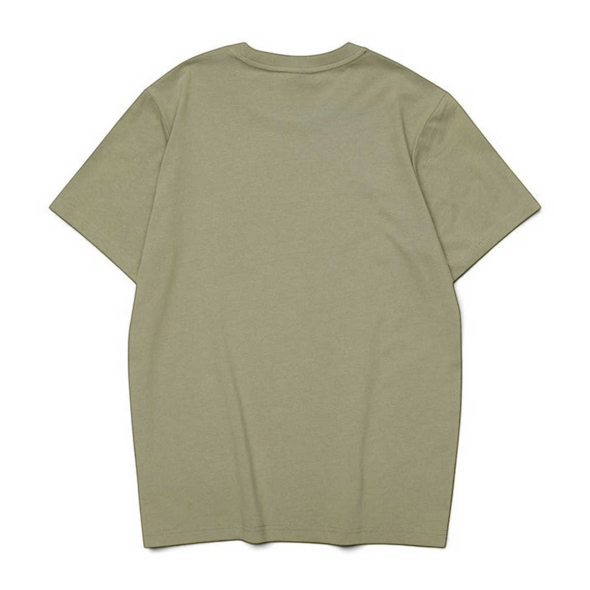 Back view of a plain olive green FRG lifestyle t-shirt with short sleeves and a crew neck.