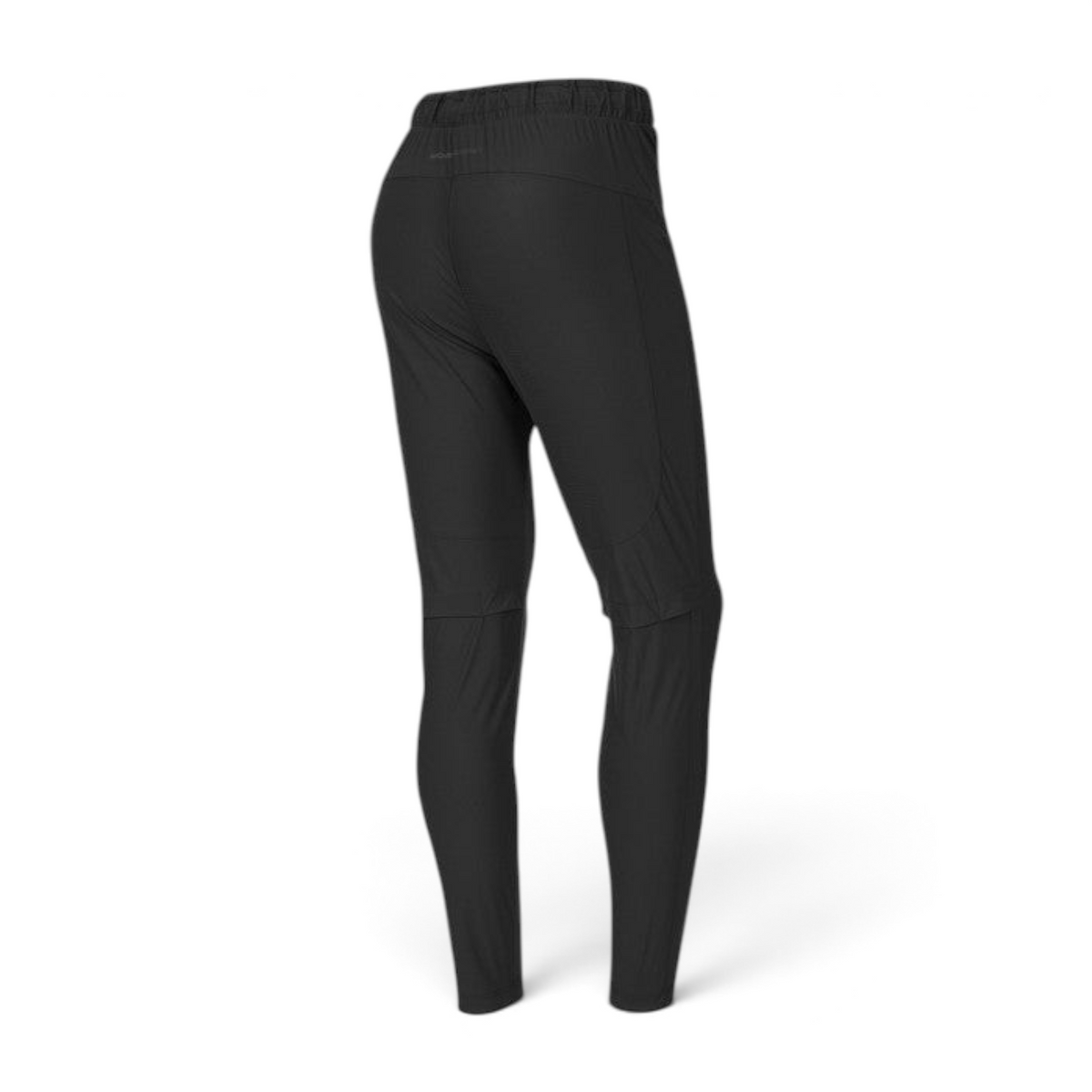 Back view of black FRG woven athletic pants with an elastic waistband and slim fit design.