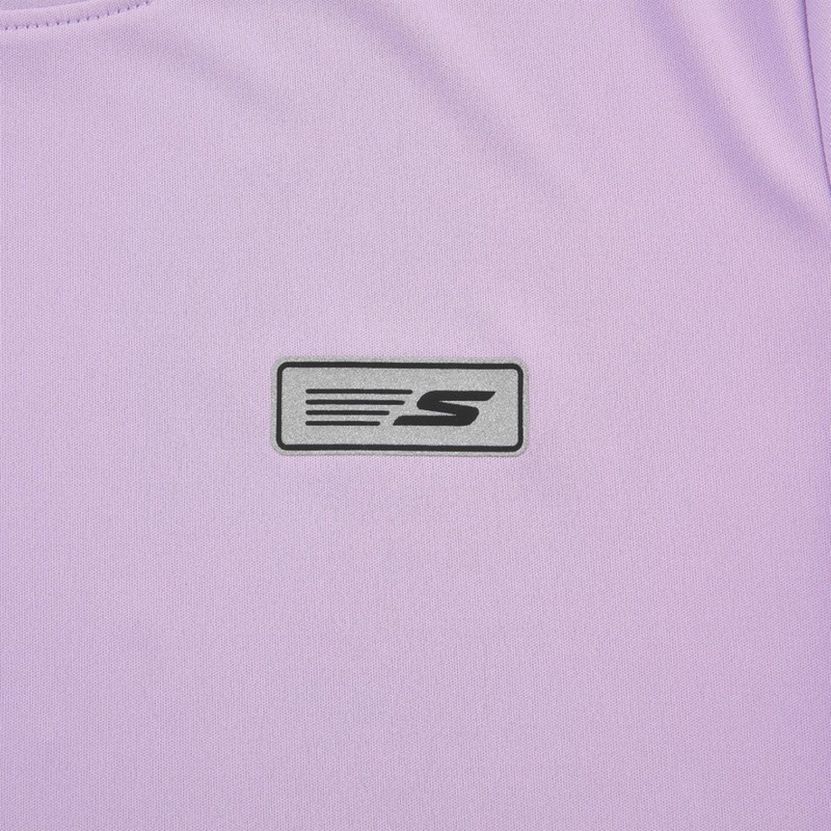 FRG light purple shortsleeve tee featuring a rectangular grey logo patch on the chest
