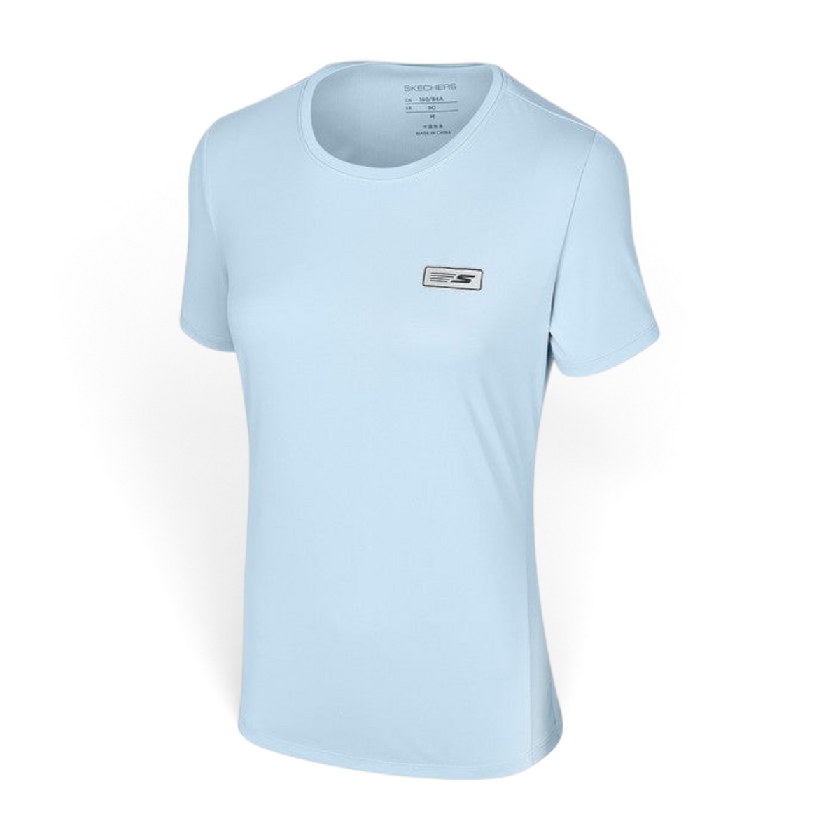 FRG light blue short sleeve athletic tee with a small rectangular logo patch on the chest