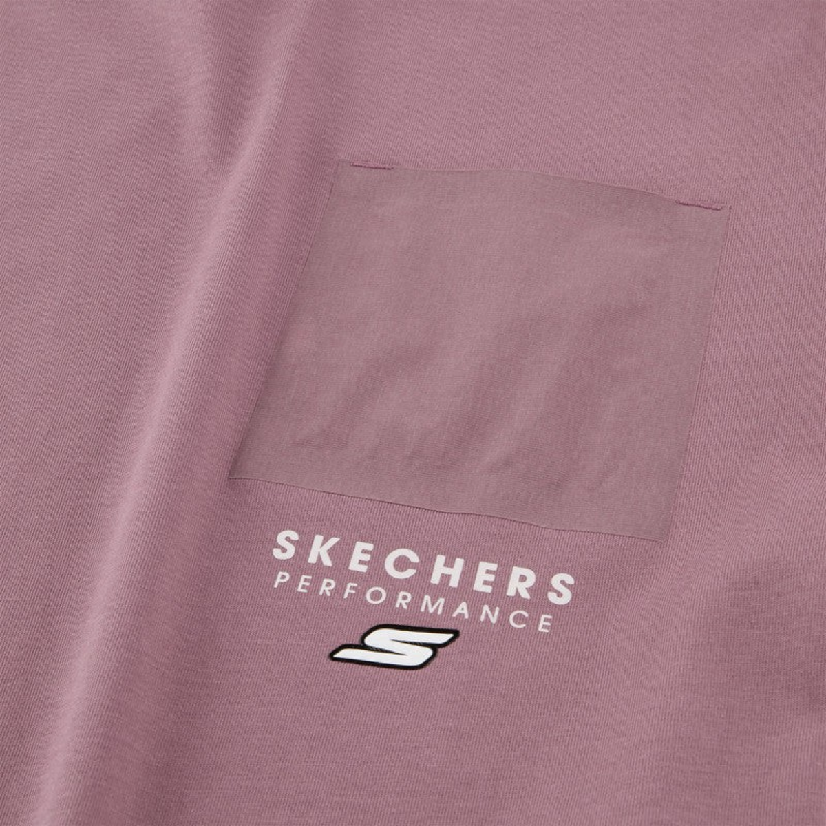 FRG Skechers Performance mauve t-shirt with a chest pocket and white logo branding