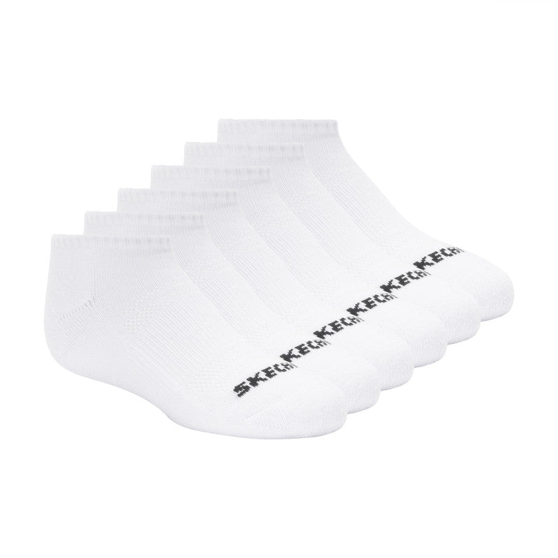 Skechers 6PK Unisex 1/2 Terry No Show - White